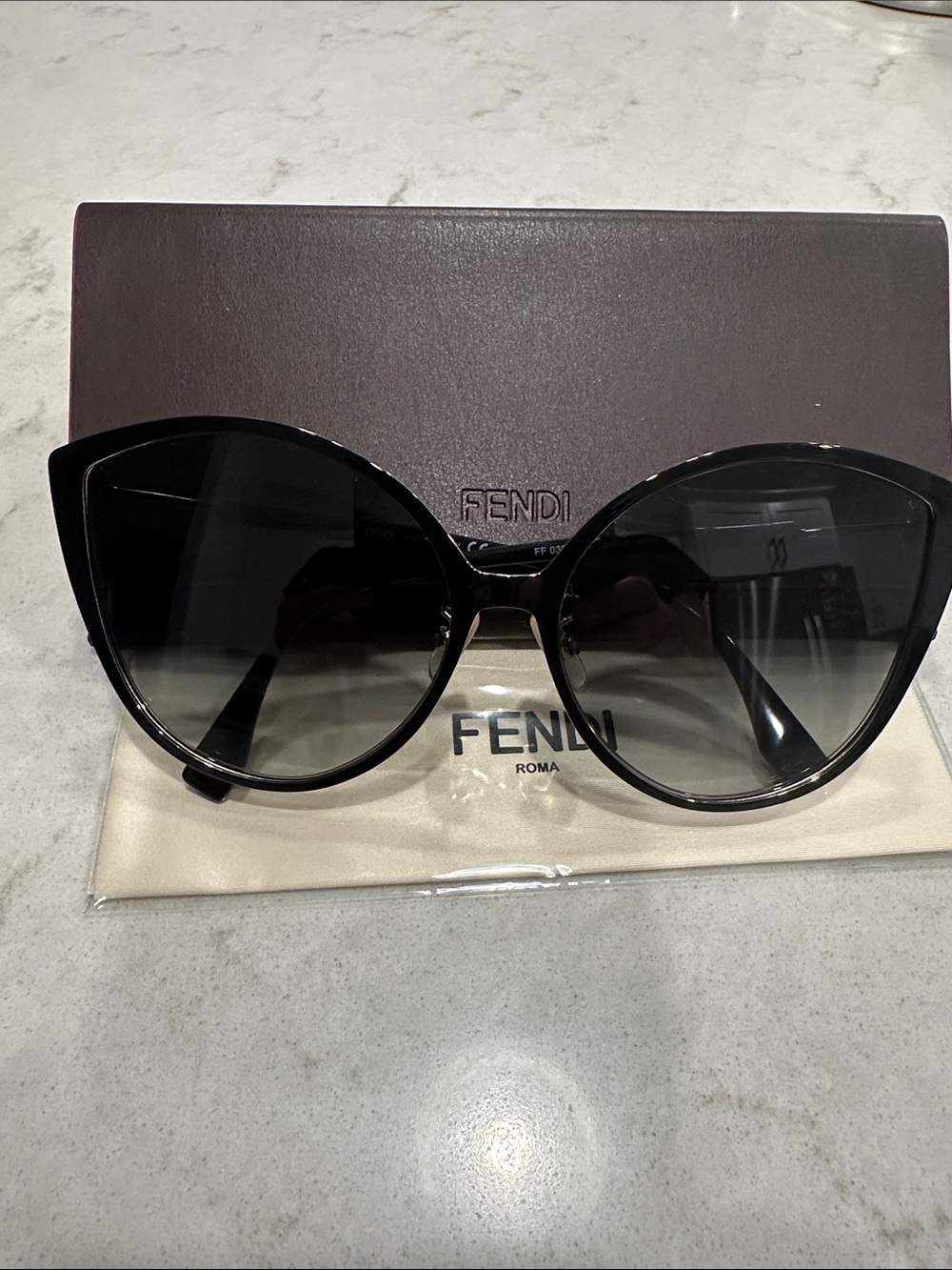 Fendi Women's Black Cat-Eye Sunglasses - Designer UV Protection
